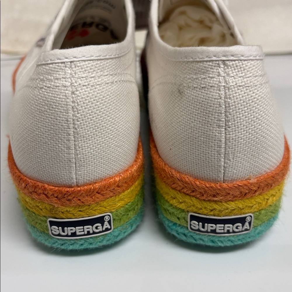 NWT Superga White Sneakers with Rainbow Sole Size 8 - Picture 3 of 5